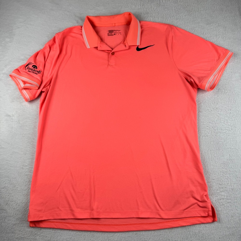 Nike Golf Polo Shirt Mens XL Neon Coral Modern Fit Dri-FIT Finkbine Golf Course